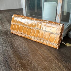 Croc-Embossed Clutch